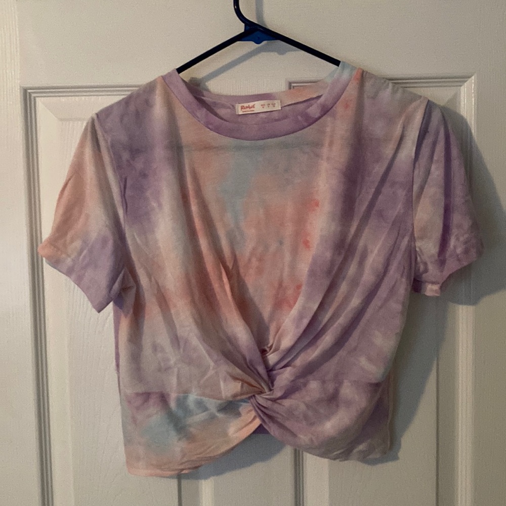 Tye-dye short sleeve crop shirt